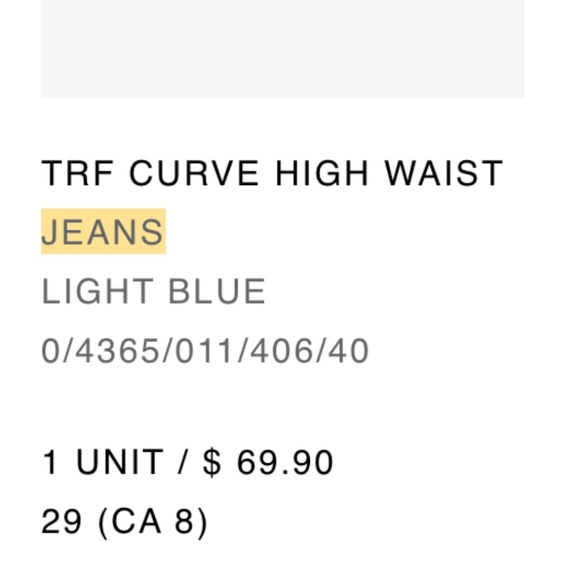 Zara TRF Curve High Waist Jeans - Picture 3 of 3